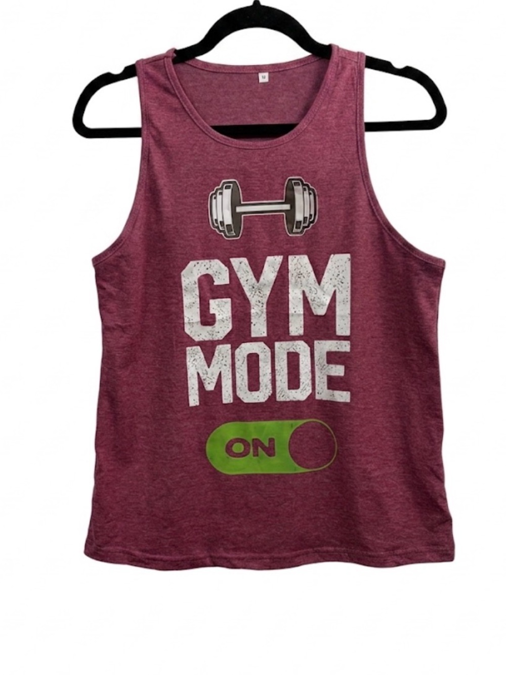 Gym Mode ON Heather Maroon Graphic Tank Top, Size M - NEW IN Package